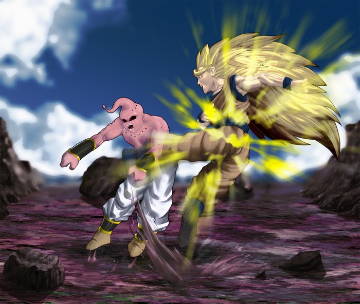 Goku Super Saiyan 3 vs Majin Buu