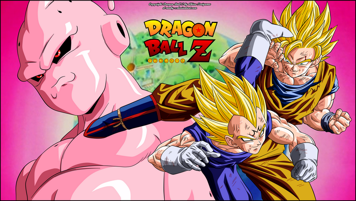 Majin Buu, Goku, and Vegeta from Dragon Ball Z