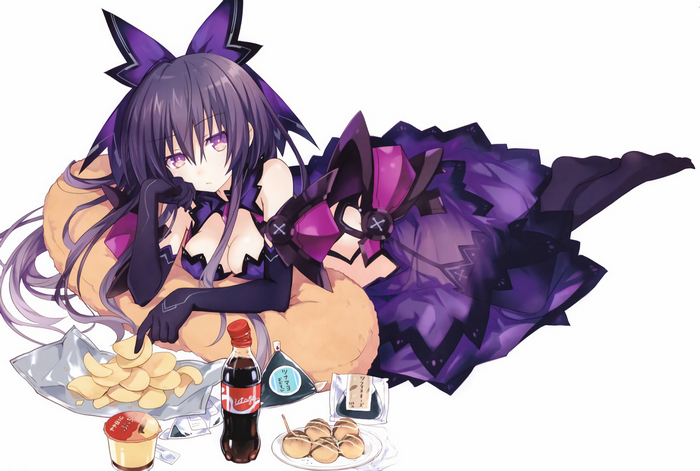 Tohka Yatogami from Date A Live with snacks