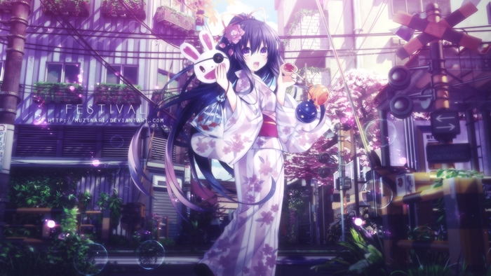 Tohka Yatogami in Floral Kimono at Festival