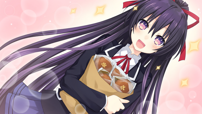 Tohka Yatogami Smiling with Bread