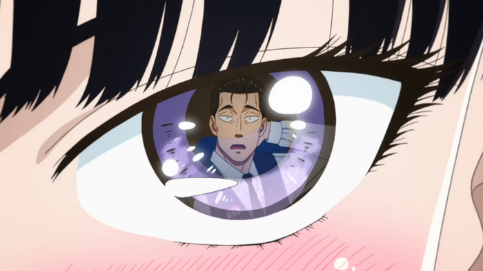 Akira Tachibana's eye reflecting a man
