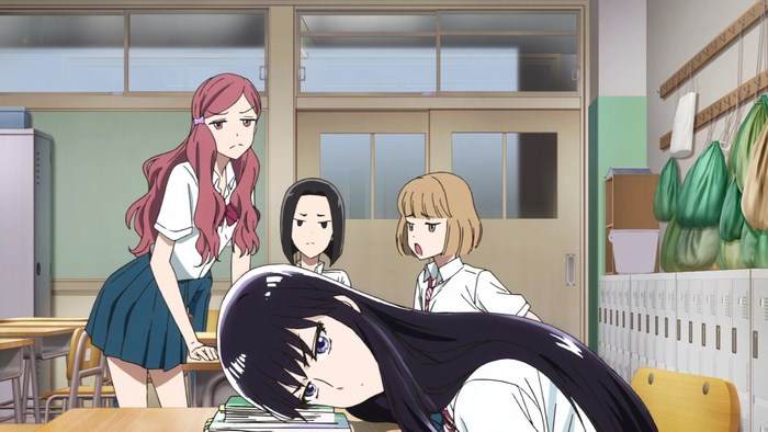 Akira Tachibana and friends in a classroom