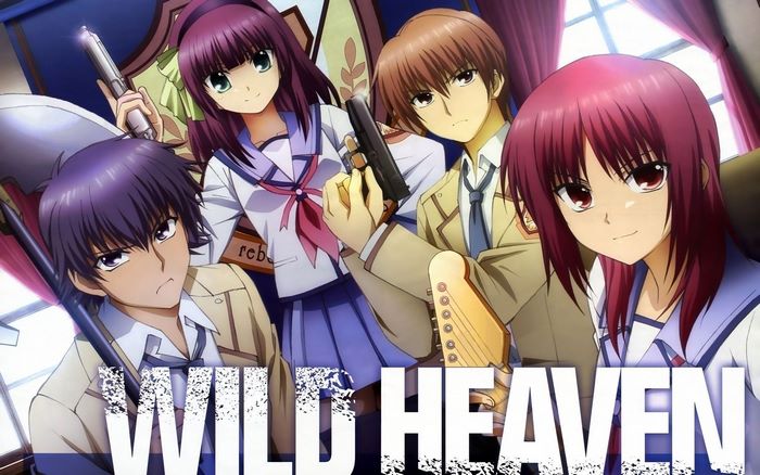 Angel Beats! Yuzuru Otonashi and friends with guns
