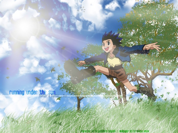Gon Freecss from Hunter x Hunter running under the sun