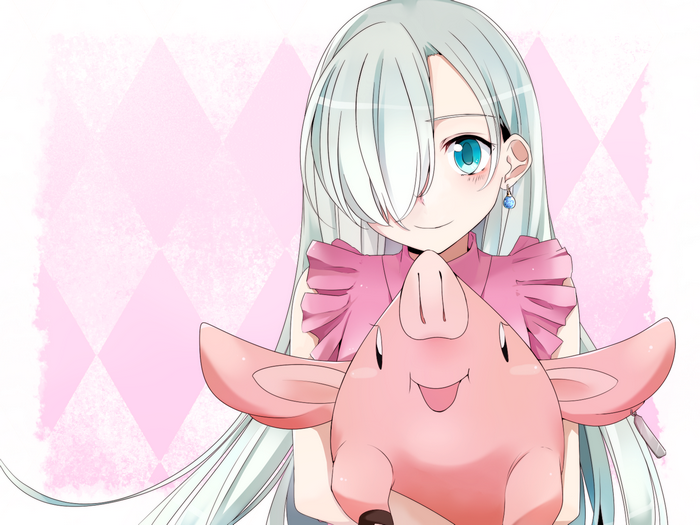 Elizabeth Liones from The Seven Deadly Sins holding Hawk