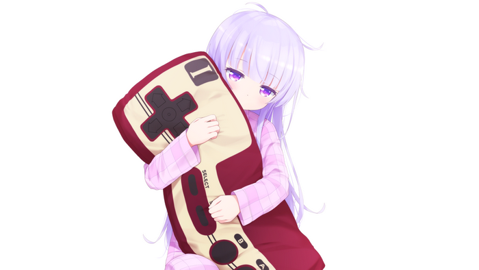 Aoba Suzukaze from New Game! holding a controller pillow