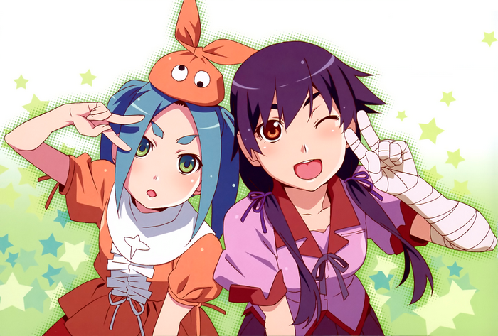Suruga Kanbaru and Nadeko Sengoku from Monogatari Series