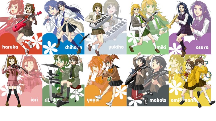 Idolmaster characters playing musical instruments