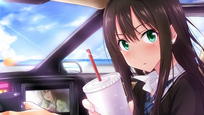 Rin Shibuya from The Idolmaster: Cinderella Girls in a car