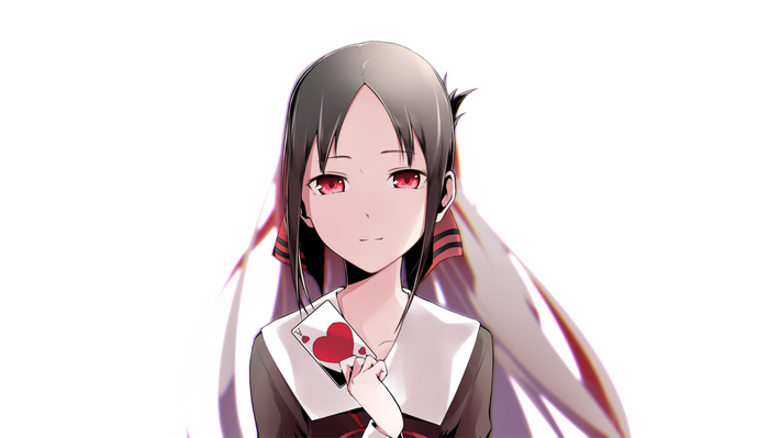 Kaguya Shinomiya holding a playing card