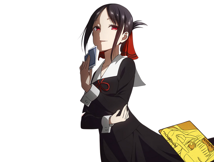Kaguya Shinomiya Holding Cards with Confident Smile