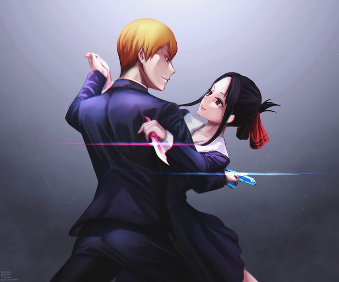 Kaguya Shinomiya dancing with Miyuki Shirogane