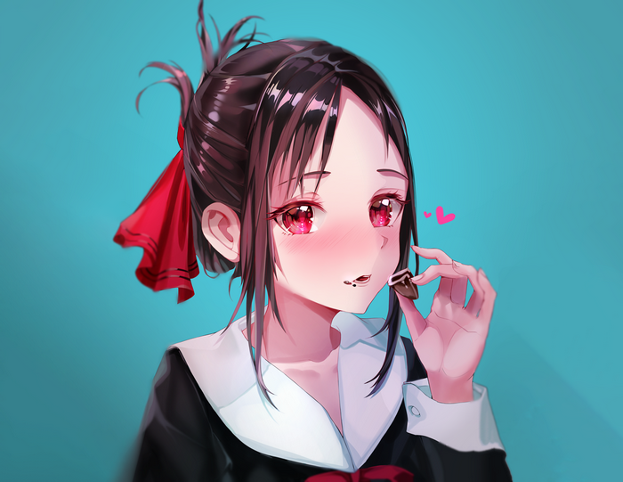 Kaguya Shinomiya eating chocolate