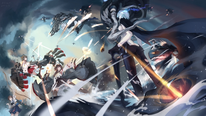 Kongou from Kancolle in naval battle