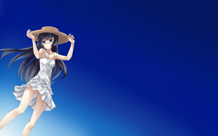 Ruri Gokō wearing a white dress and hat