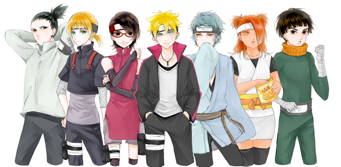 Boruto characters group portrait