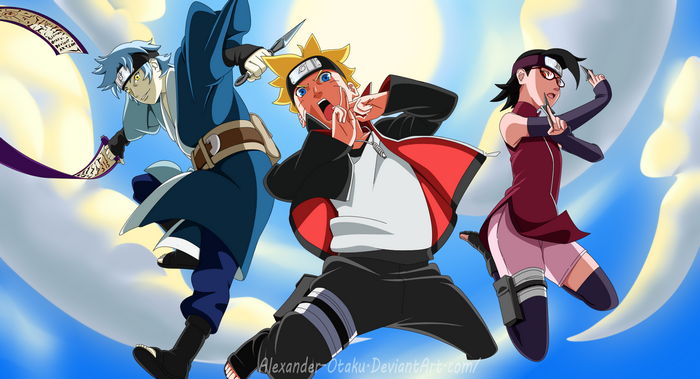 Boruto, Sarada, and Mitsuki from Naruto