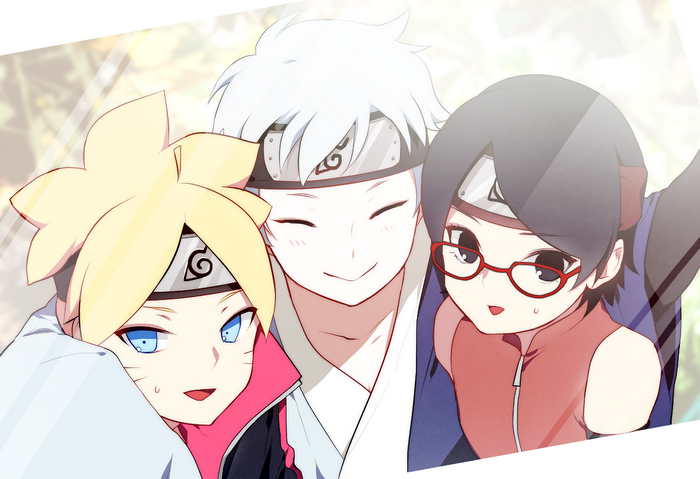 Boruto, Sarada, and Mitsuki from Naruto