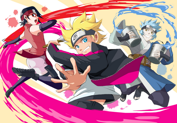 Sarada, Boruto, and Mitsuki from Naruto