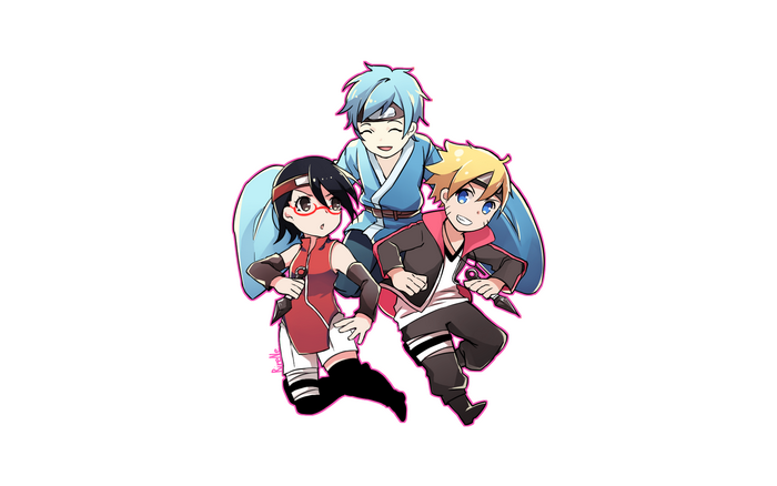 Boruto, Sarada, and Mitsuki from Naruto
