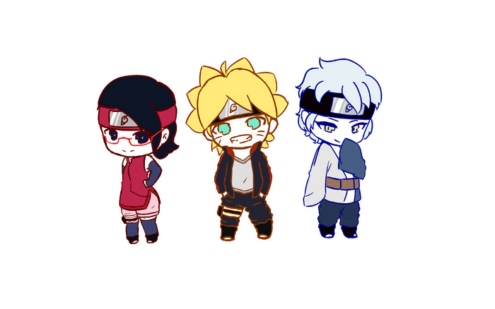 Sarada, Boruto, and Mitsuki from Naruto