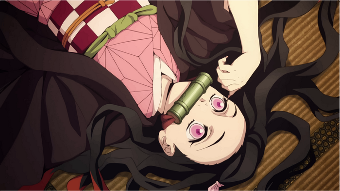 Nezuko Kamado Lying Down with Bamboo Muzzle