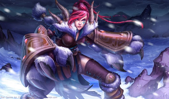 Sejuani from League of Legends in winter