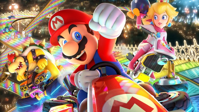 Mario Kart 8 Deluxe: Mario, Peach, and Bowser Racing