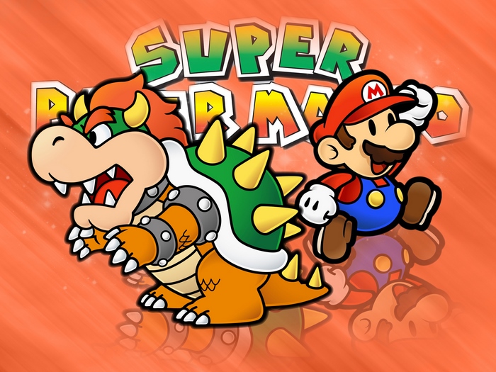 Super Paper Mario Bowser and Mario