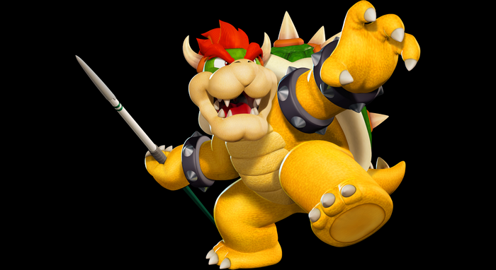 Bowser from Super Mario holding a spear