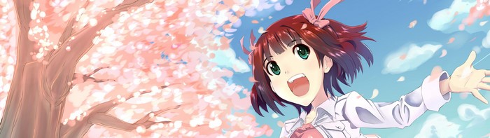 Haruka Amami under cherry blossoms