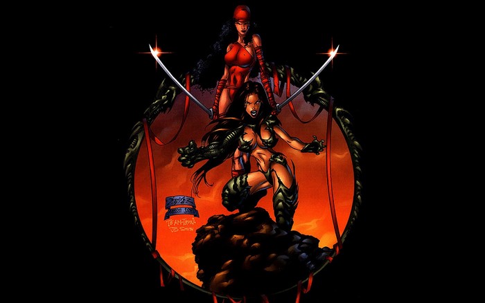 Elektra and another woman with swords