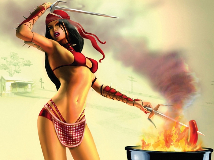 Elektra grilling hot dogs with sai