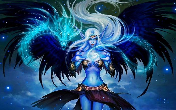 Morgana from League of Legends with a blue dragon