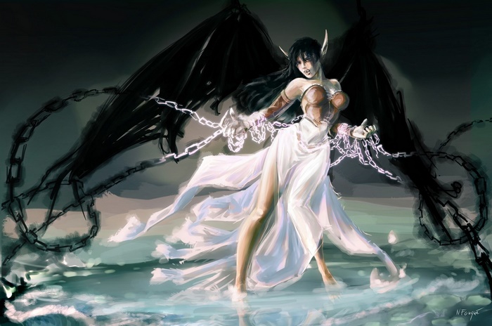 Morgana from League of Legends with chains