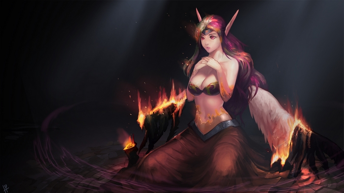 Morgana from League of Legends with fire