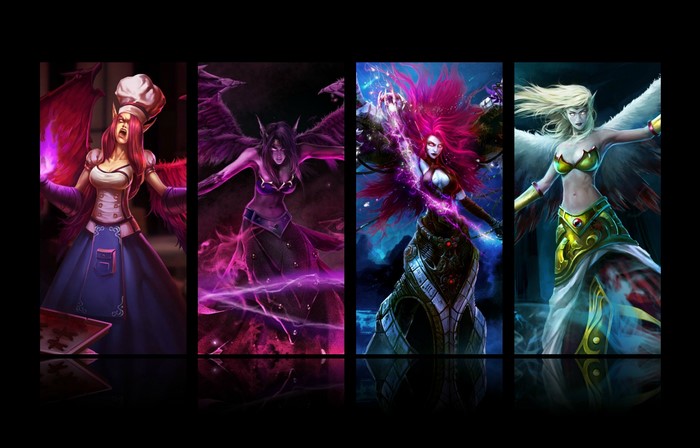 Four female characters from League of Legends