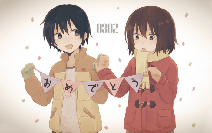 Kayo Hinazuki holding a celebration banner