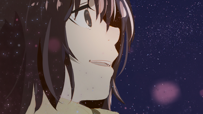 Kayo Hinazuki looking at the starry sky