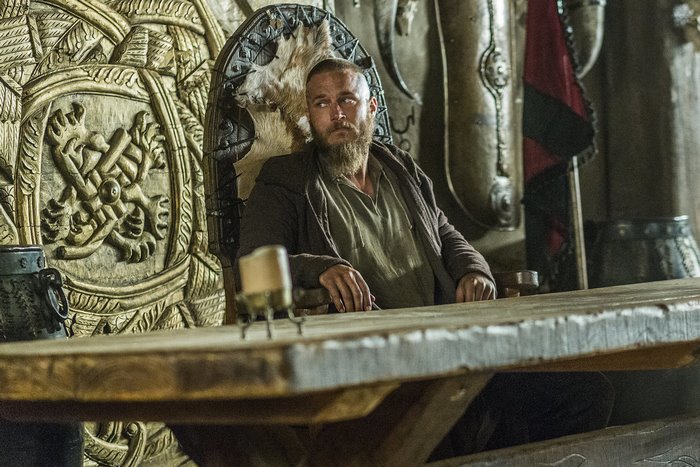 Ragnar Lothbrok sitting on a throne