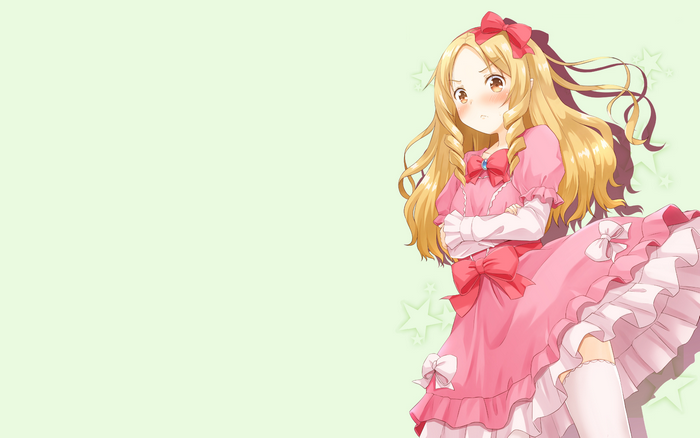 Anime girl in pink dress with blonde hair