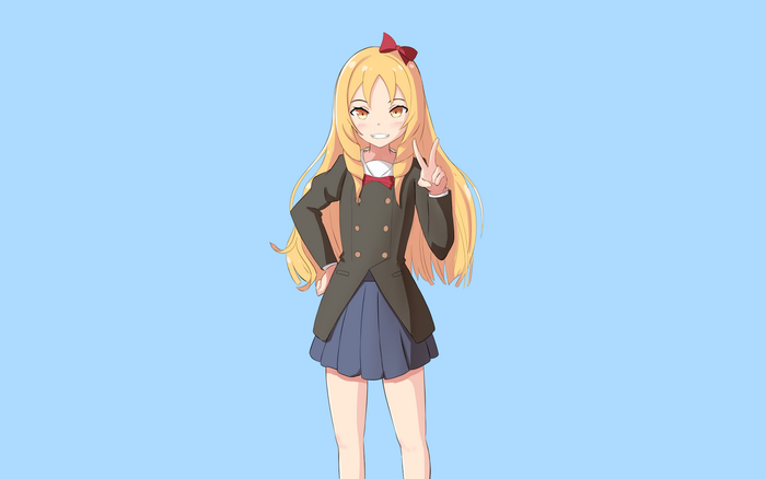 Anime girl with blonde hair and red bow