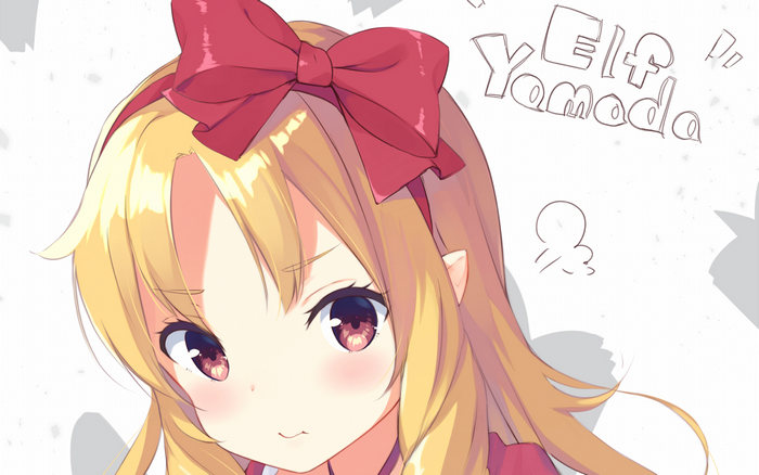 Elf Yamada anime girl with red bow