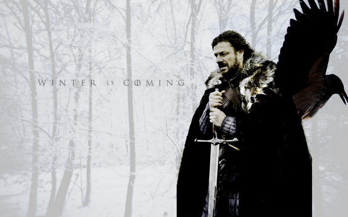 Eddard Stark from Game of Thrones with a raven