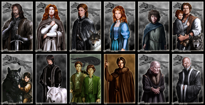 Characters from Game of Thrones with Direwolves