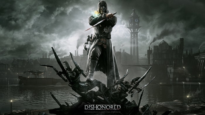 Corvo Attano from Dishonored standing on debris