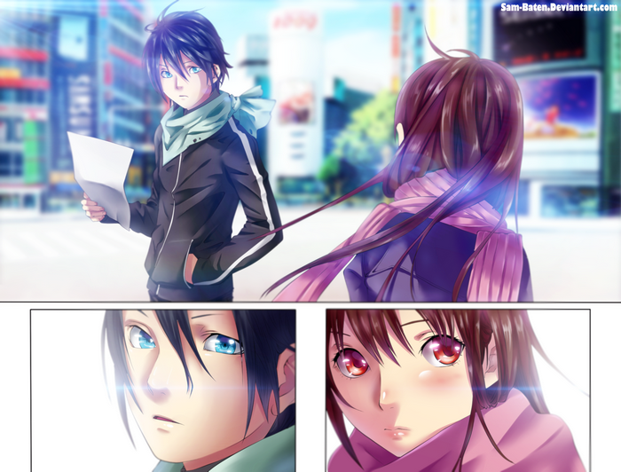 Noragami: Yato and Hiyori Iki in the city