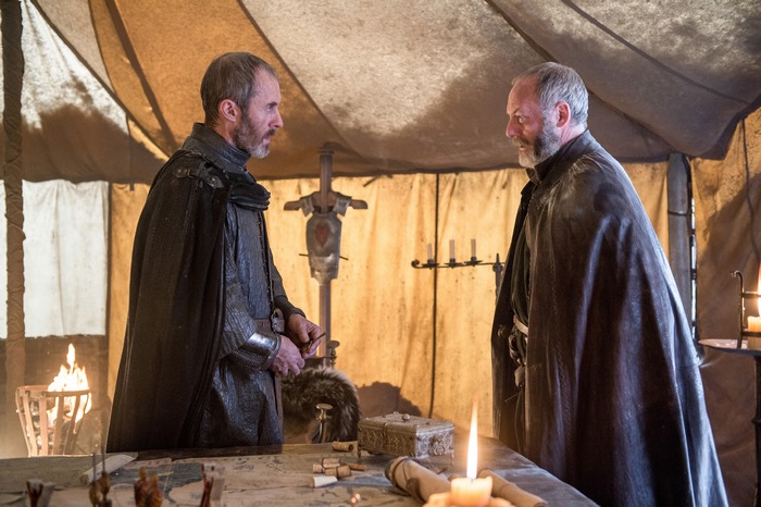 Davos Seaworth and Stannis Baratheon in a tent