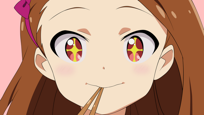 Iori Minase eating with chopsticks